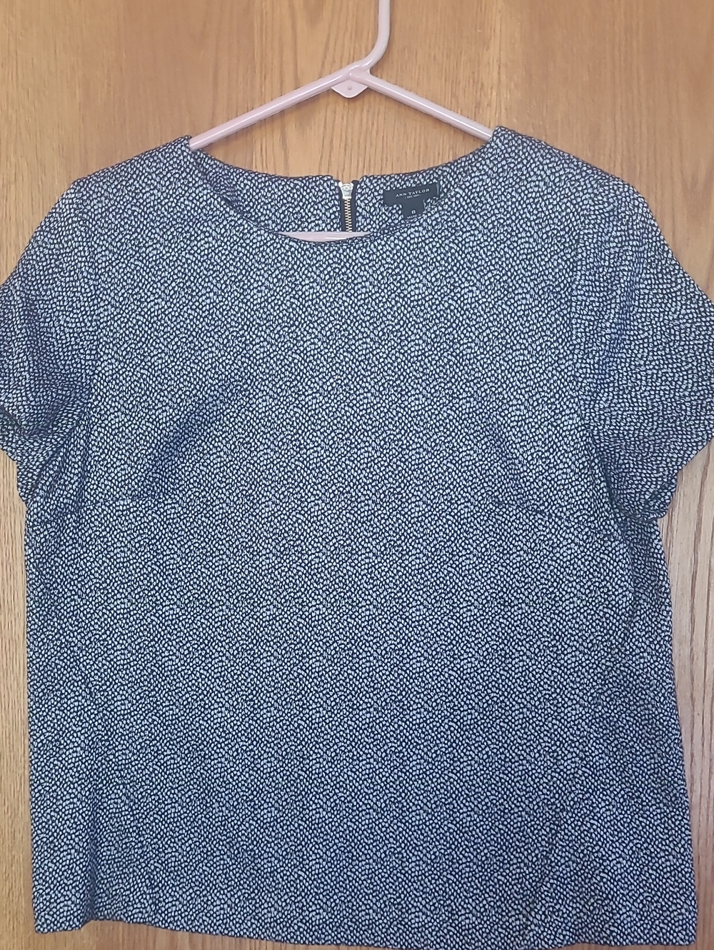 Ann Taylor Black and White Micro Dot Short Sleeve Tee